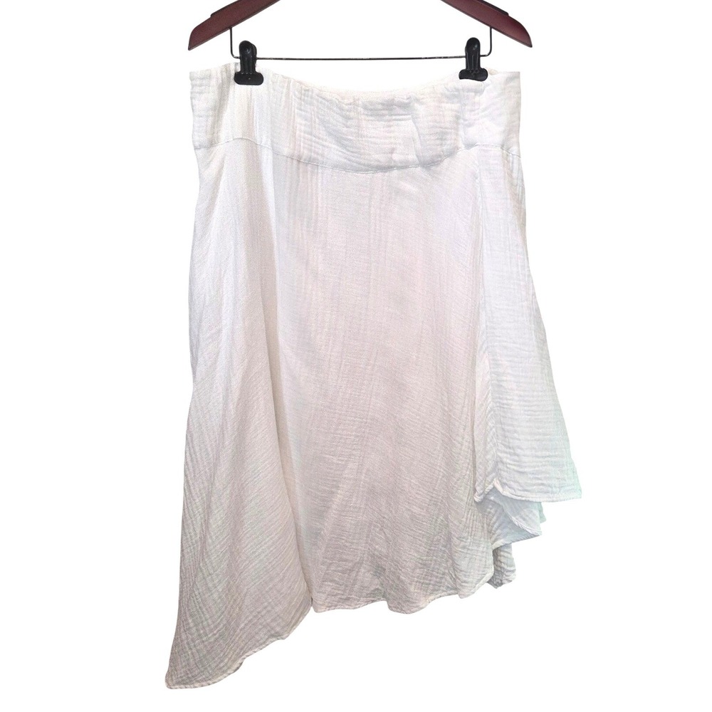 Soft Surroundings White Gauze Asymmetrical Handkerchief Hem Midi Skirt Boho PXL - Picture 4 of 7